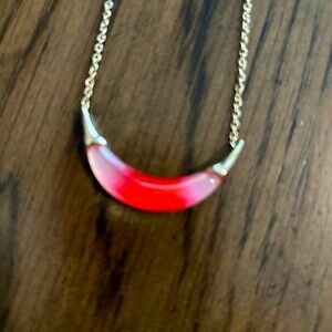 Alexis Bittar cherry red lucite necklace 18”